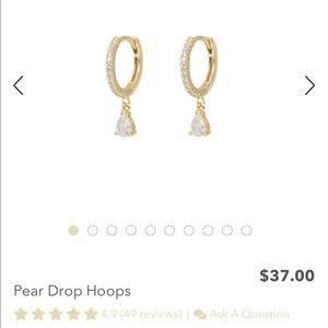 Heart Made of Gold Pear Drop Hoops